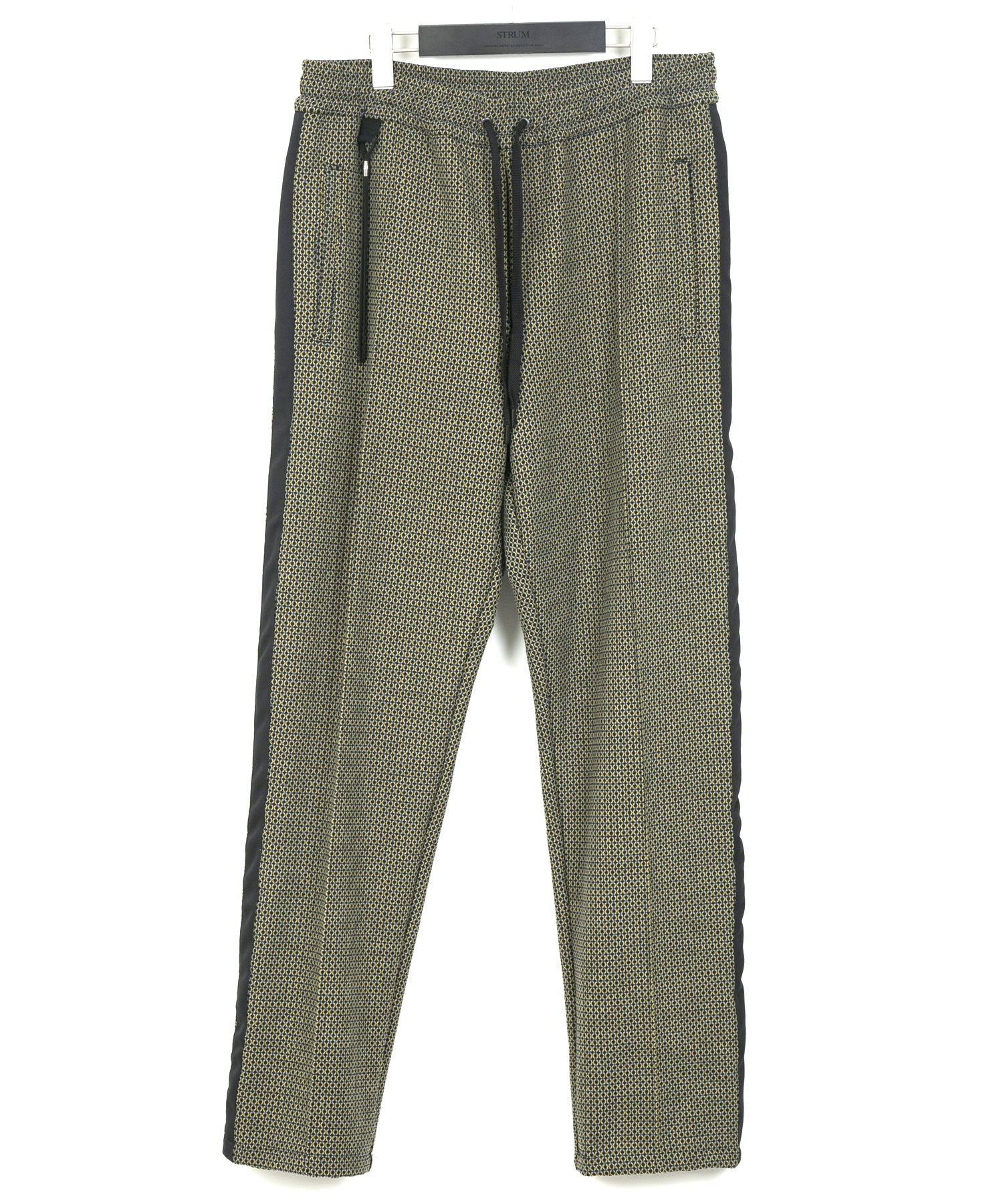Load image into Gallery viewer, Poly-Rayon Stretch Dobby Track Tapered Pants - YELLOW x NAVY