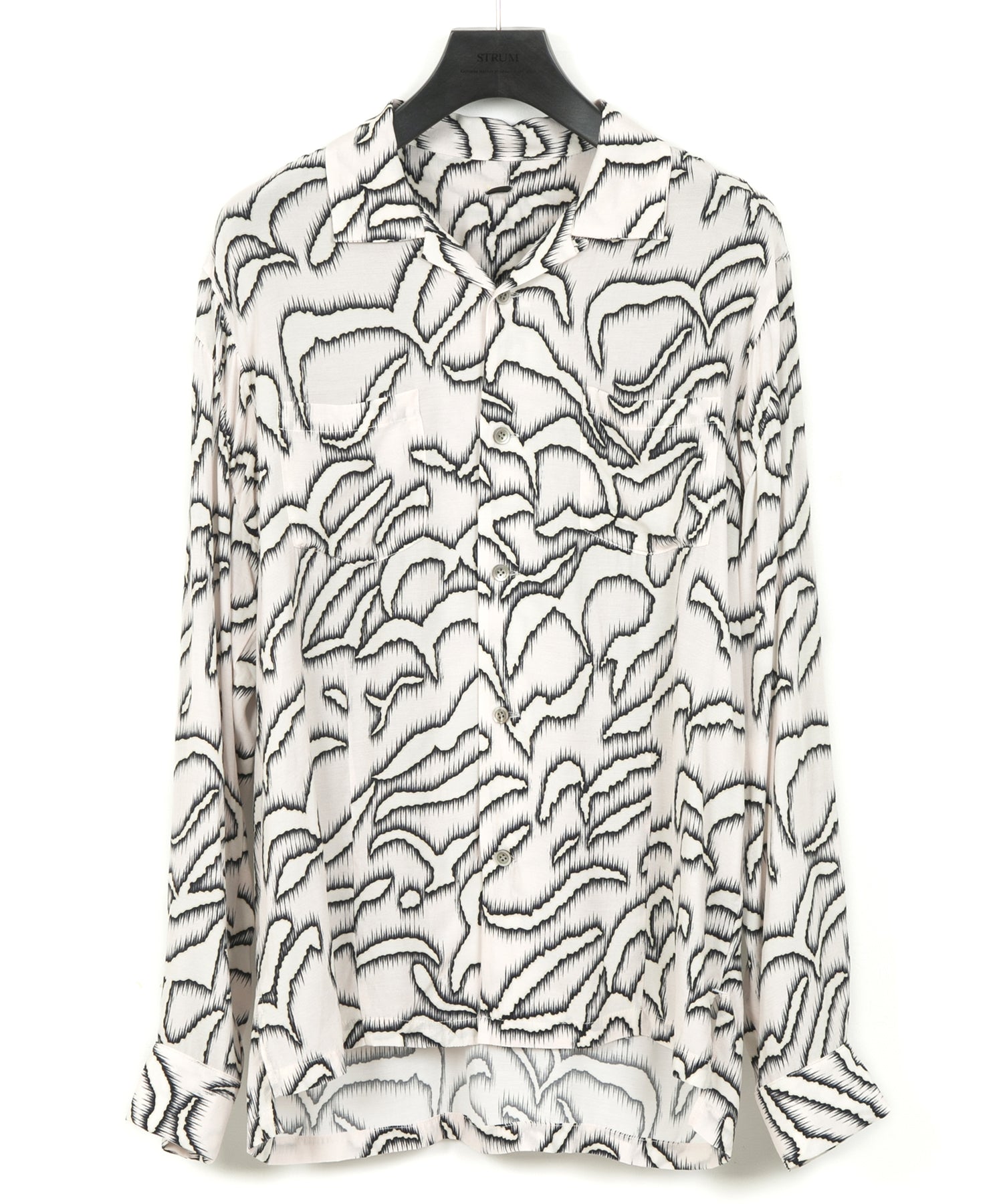 Load image into Gallery viewer, Cupra rayon print L/S open collar shirt - WHITE