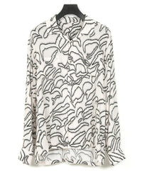 Load image into Gallery viewer, Cupra rayon print L/S open collar shirt - WHITE