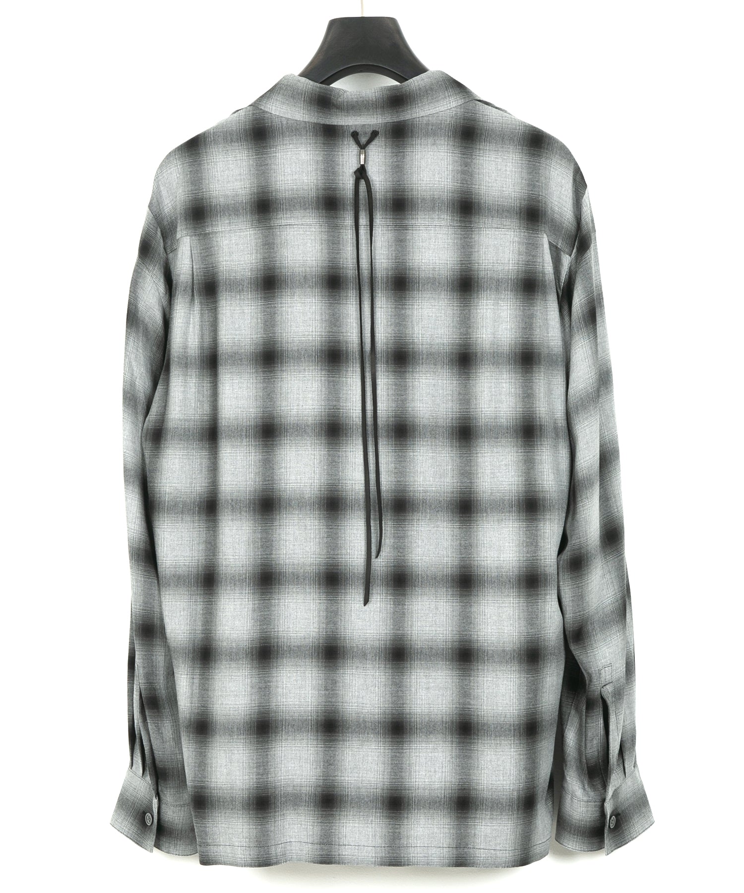 Load image into Gallery viewer, Rayon Tweed Ombre Check L/S Open Collar Shirt - BLACK