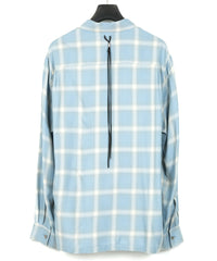 Load image into Gallery viewer, Rayon Tweed Ombre Check L/S Open Collar Shirt - BLUE