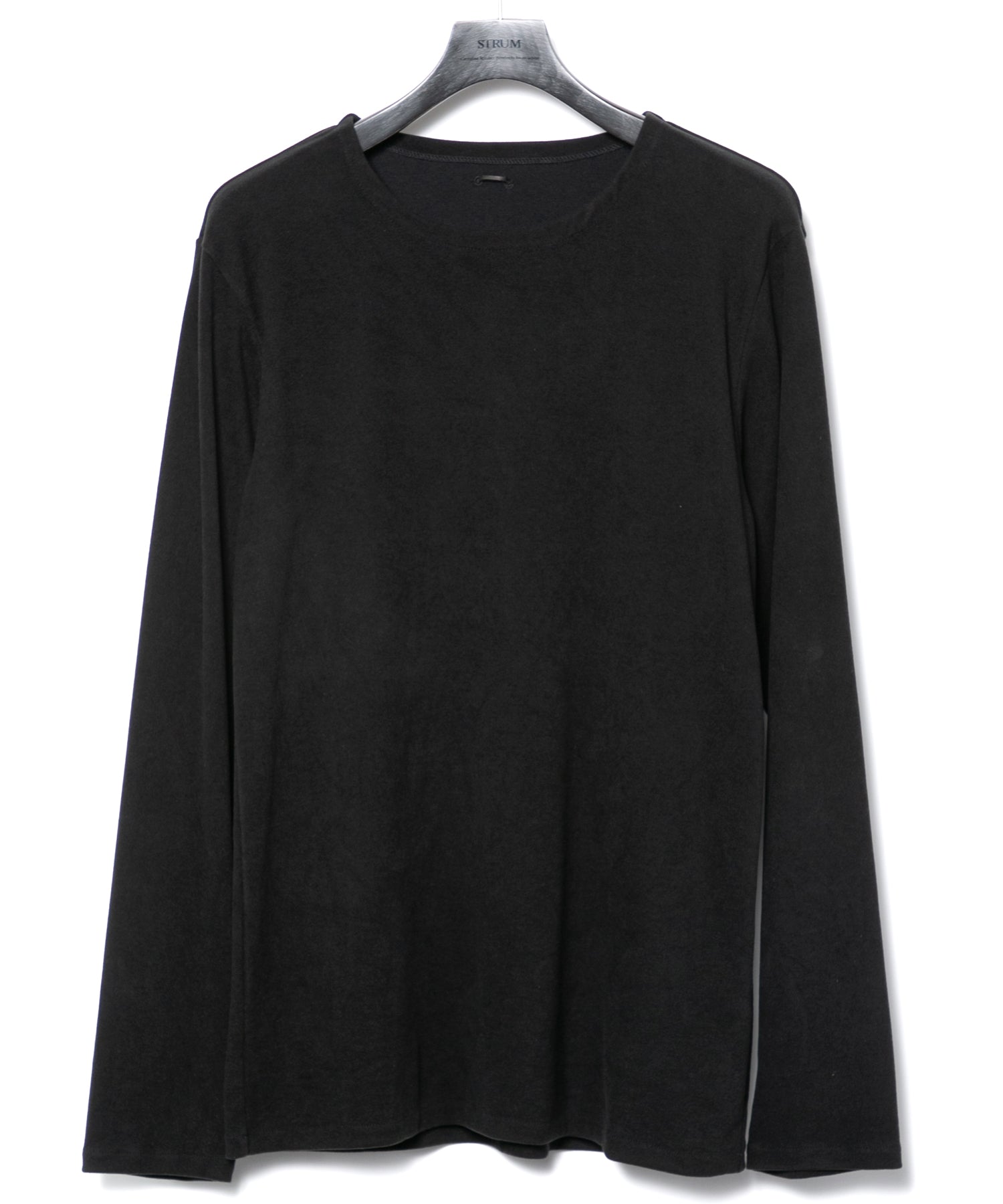 画像をギャラリービューアに読み込む, アクリル レーヨン ナイロン ストレッチ ポンチ L/S クルーネック T シャツ - BLACK