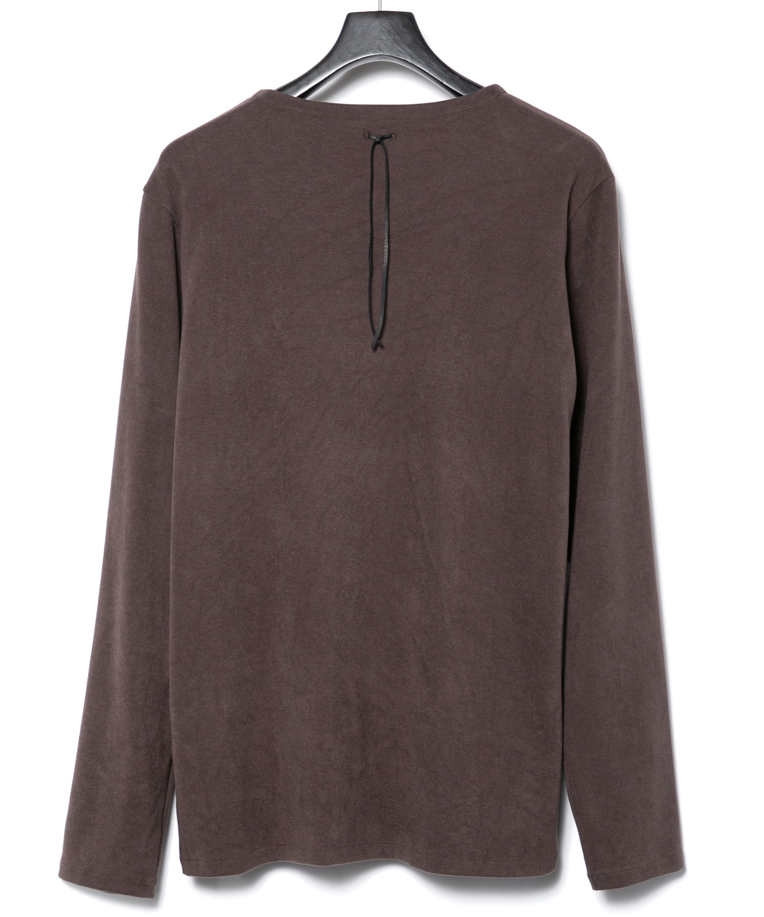 Load image into Gallery viewer, Acrylic Rayon Nylon Stretch Ponte Fabric L/S Crew Neck T-shirt - BROWN