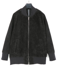 Load image into Gallery viewer, Suede Horse hide "CRANK" Blouson - BLACK