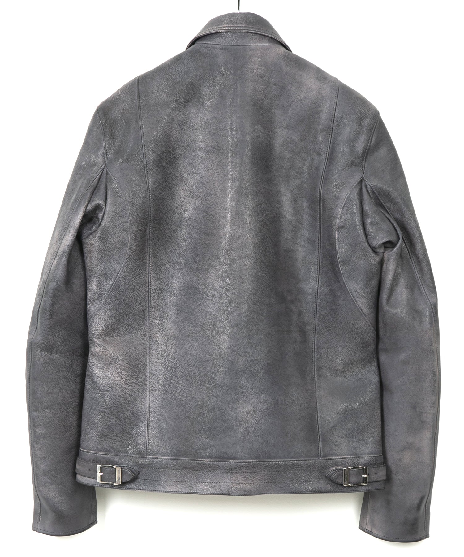 Load image into Gallery viewer, Japan Vegetable Full tanning Calf skin Garment Burning Dyed "SPEEDER" Double Riders - STEEL BLACK