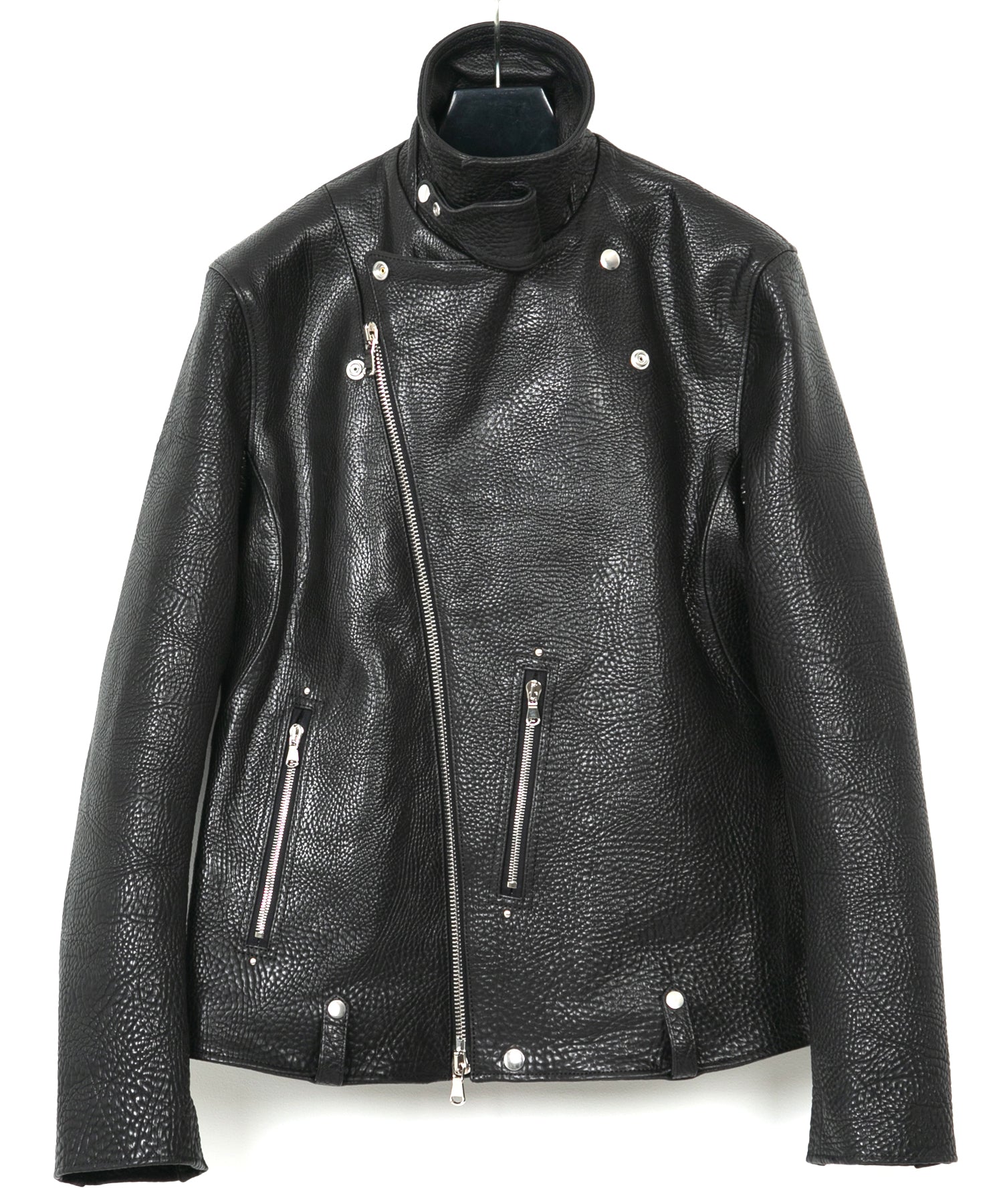 Load image into Gallery viewer, Pit Vegetable Full Tanned Shrank Steer hide HI-FLYER Double Riders Jacket - BLACK
