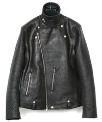 Load image into Gallery viewer, Pit Vegetable Full Tanned Shrank Steer hide HI-FLYER Double Riders Jacket - BLACK