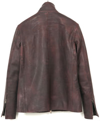 Load image into Gallery viewer, JapaneseWhite × Vegetable Tanned Calfskin Burning Dyed NINA High-neck Blouson - CRIMSON RED