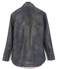 Load image into Gallery viewer, White tanned and vegetable tanned calfskin Burning dyed - Product Burning Dyed EDDIE Western Shirt - JEAN BLACK