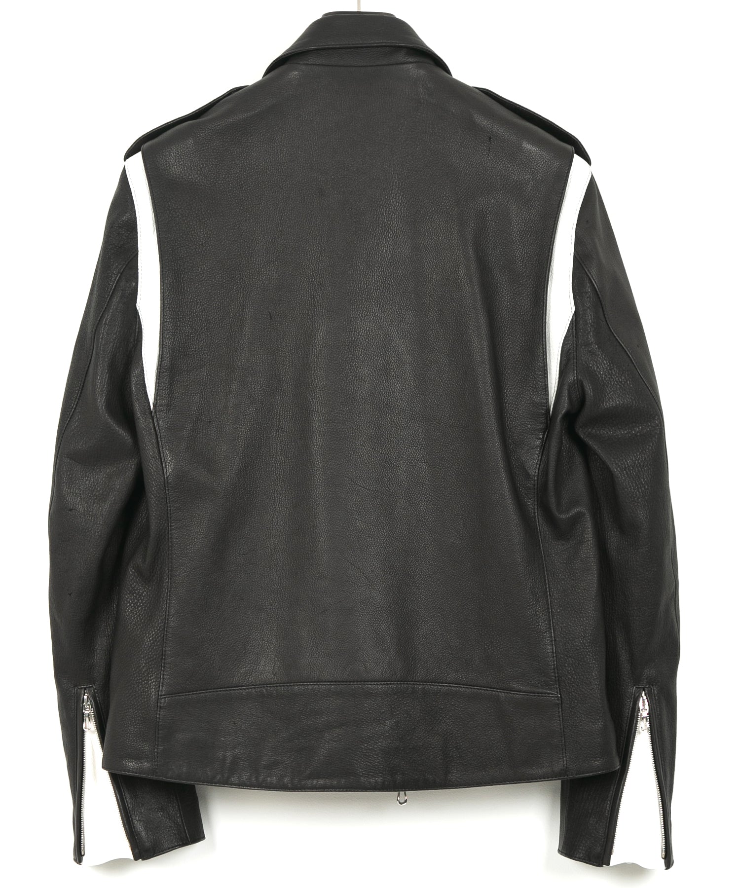 Load image into Gallery viewer, White tanned and black dyed deerskin 2 tone JOEY double rider jacket - BLACK × WHITE