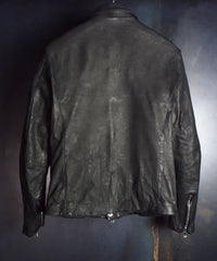 Load image into Gallery viewer, Domestic Vegetable Full Tanned Calf Skin Garment Dyed Single Riders Jacket / Black