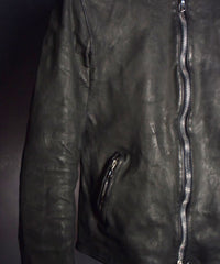 Load image into Gallery viewer, Domestic Vegetable Full Tanned Calf Skin Garment Dyed Single Riders Jacket / Black