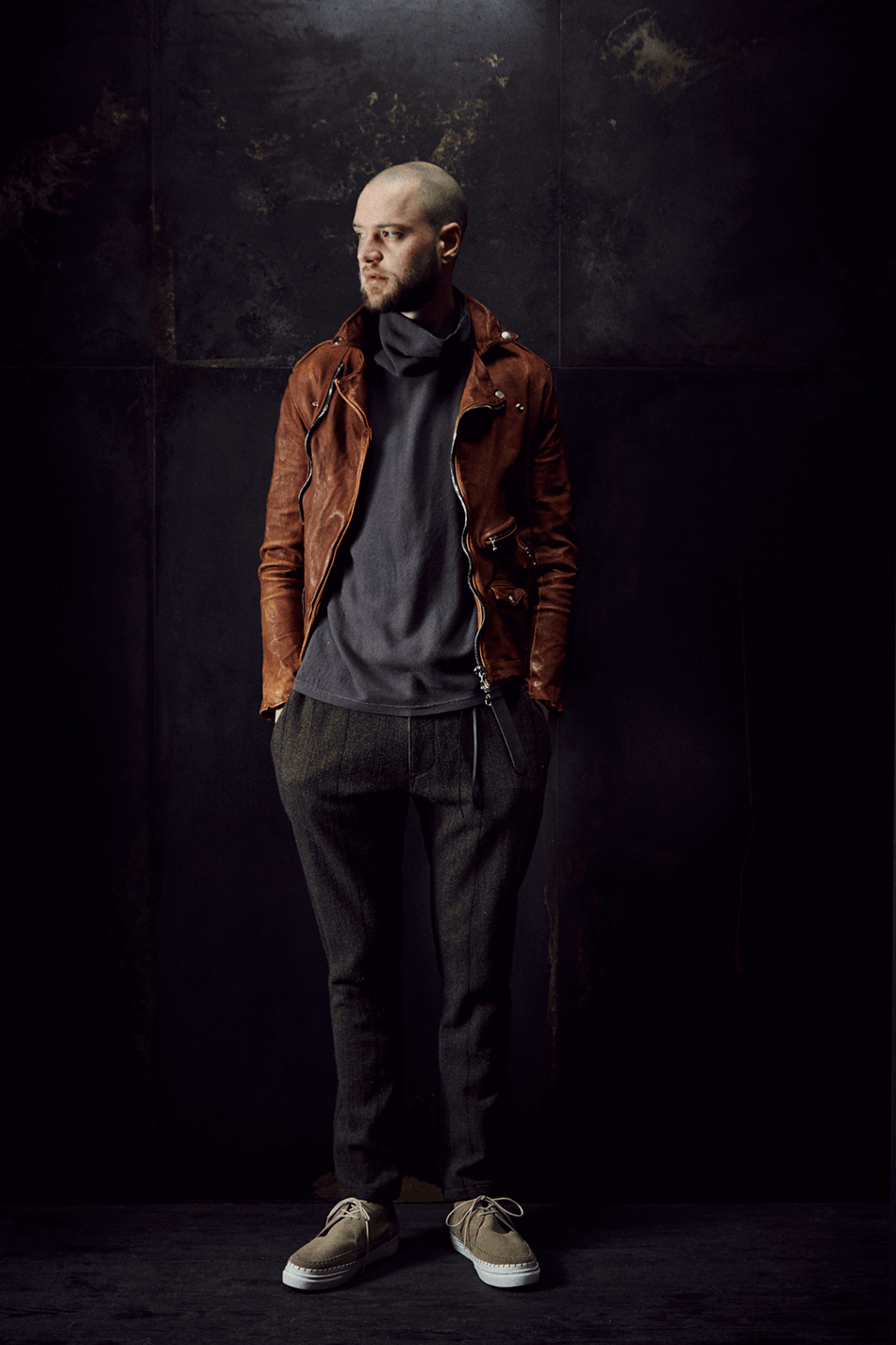 Load image into Gallery viewer, Domestic Vegetable Full Tanned Calf Skin Garment Dyed Double Riders Jacket / Brown