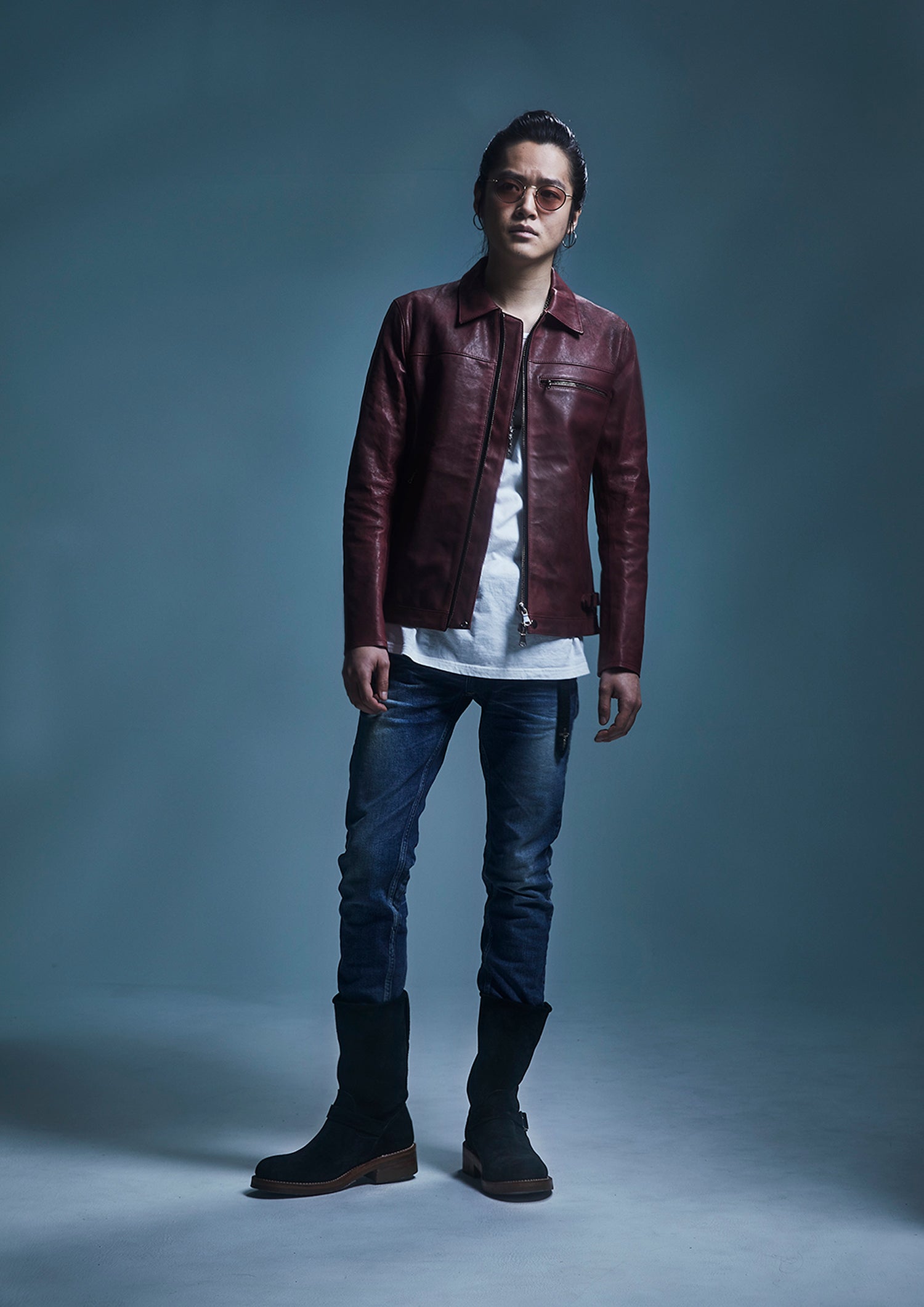 Load image into Gallery viewer, Japan Vegetable Full tanned Calf skin Garment Burning Dyed "FEVER" Single Riders - BURGUNDY