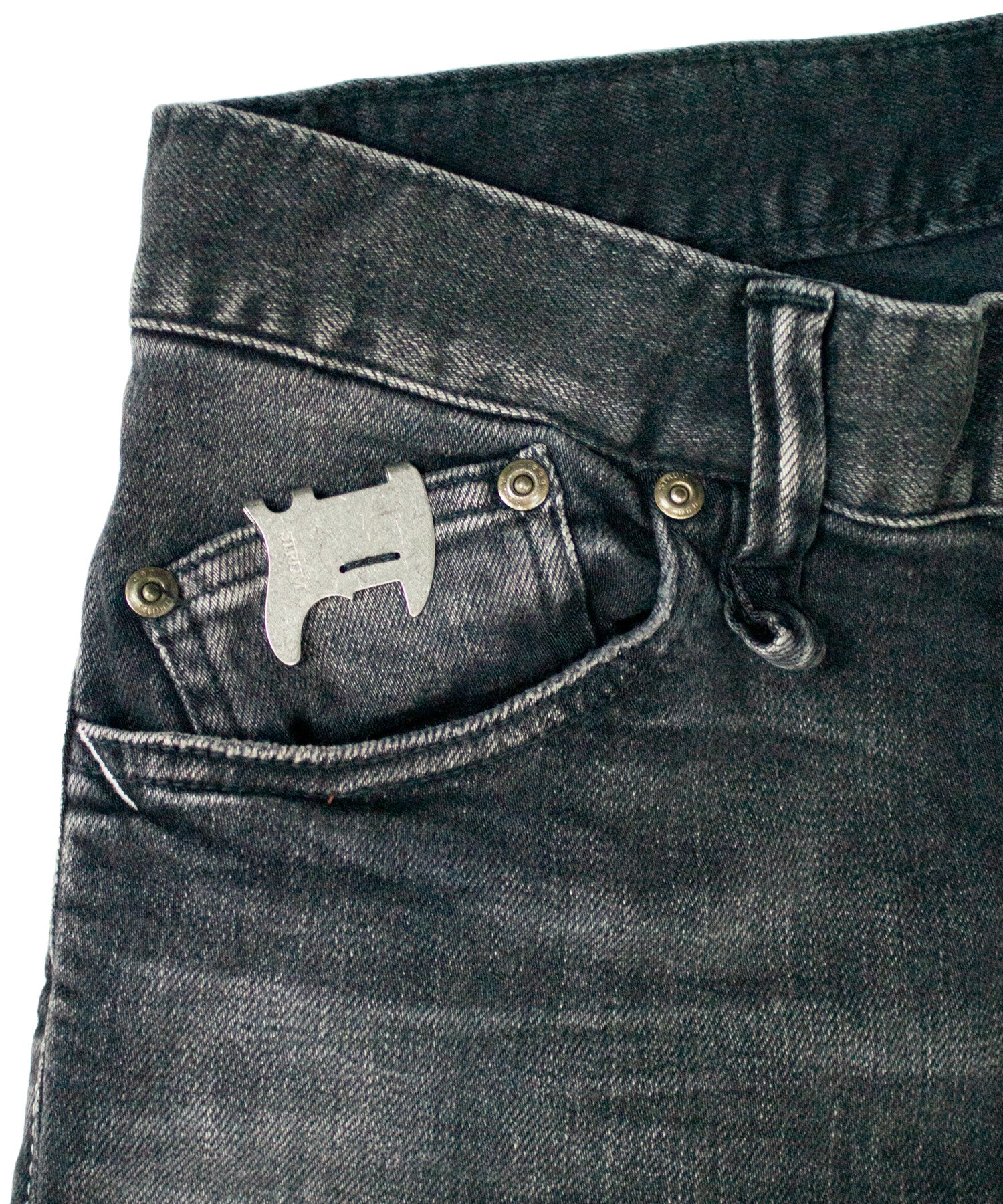 画像をギャラリービューアに読み込む, 【直営店限定】11oz オーガニックコットン ストレッチデニム タイトストレート TIGHT JOE ユーズドクラッシュ & リペア加工 - BLACK