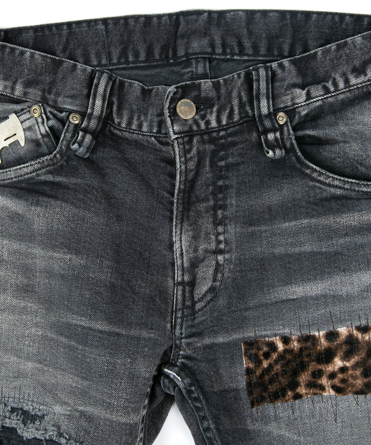 Load image into Gallery viewer, 12.5oz Organic Cotton Stretch Denim Tight Straight Jeans USED CRASH & REPAIR PROCESSING - BLACK
