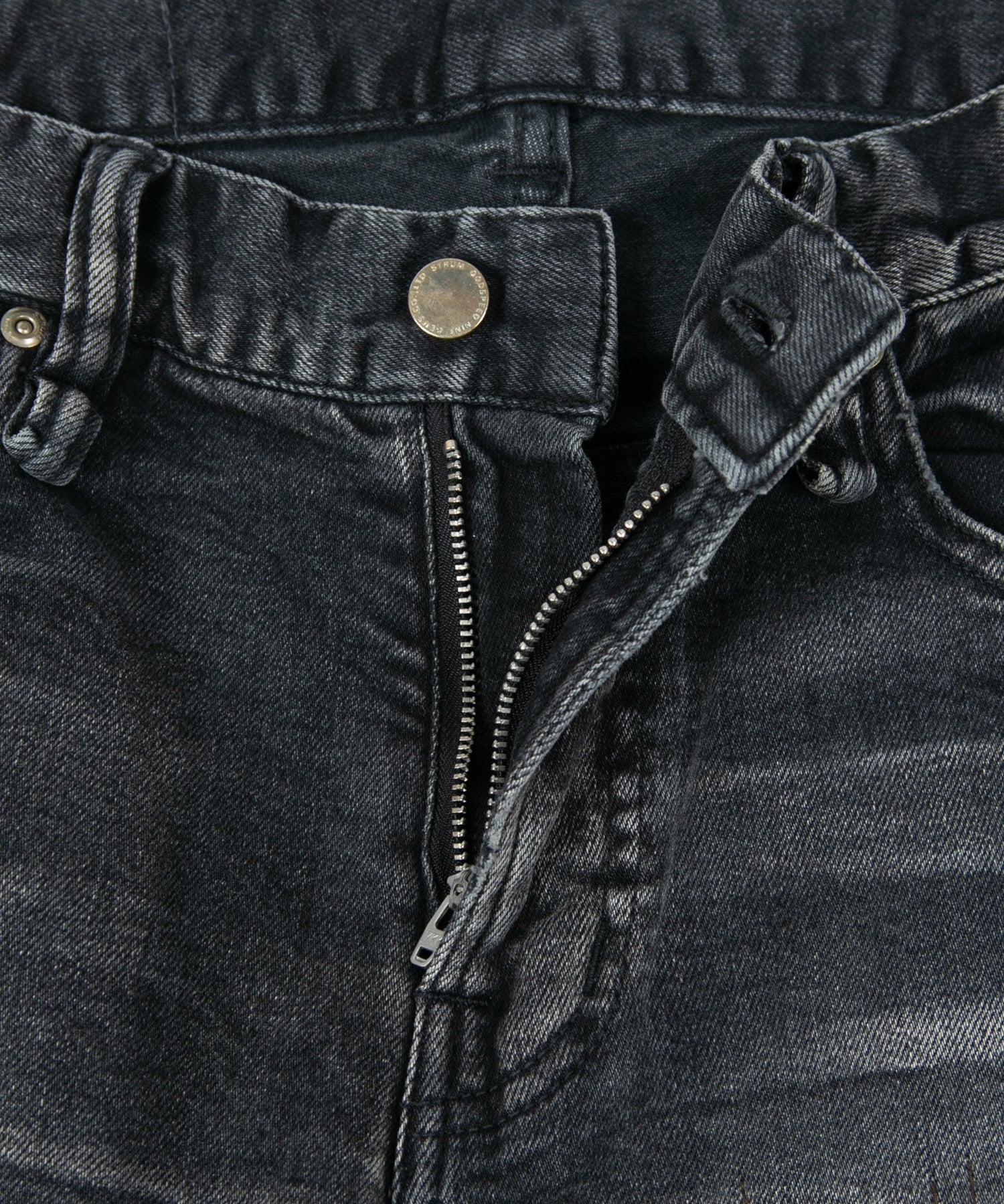 Load image into Gallery viewer, 12.5oz Organic Cotton Stretch Denim Tight Straight Jeans USED CRASH & REPAIR PROCESSING - BLACK