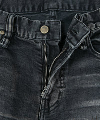 Load image into Gallery viewer, 12.5oz Organic Cotton Stretch Denim Tight Straight Jeans USED CRASH & REPAIR PROCESSING - BLACK