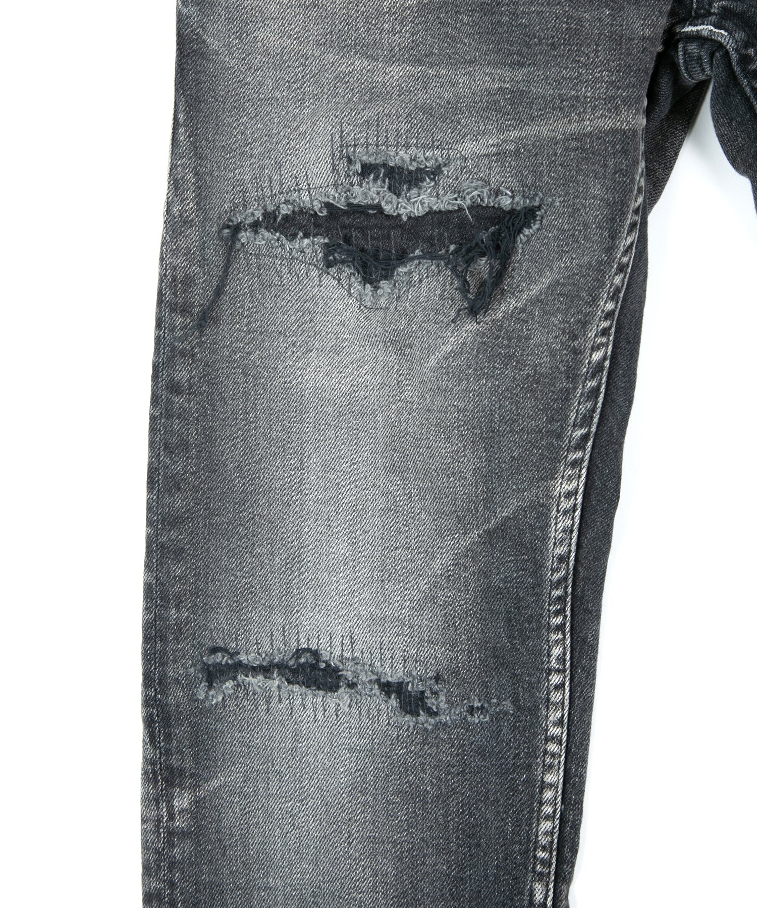 Load image into Gallery viewer, 12.5oz Organic Cotton Stretch Denim Tight Straight Jeans USED CRASH & REPAIR PROCESSING - BLACK