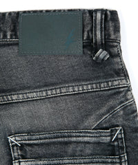 Load image into Gallery viewer, 12.5oz Organic Cotton Stretch Denim Tight Straight Jeans USED CRASH & REPAIR PROCESSING - BLACK