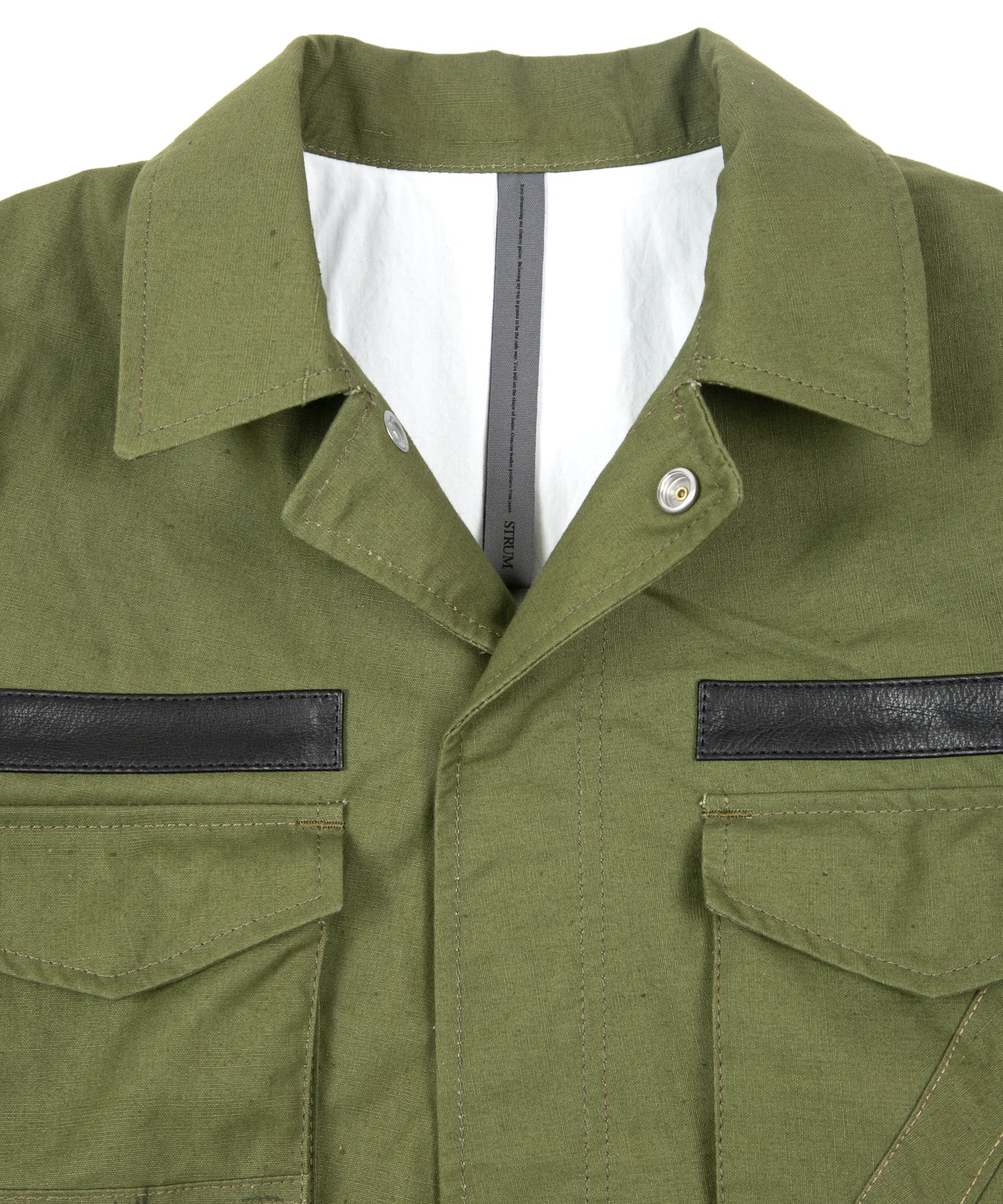 Load image into Gallery viewer, Japan Steer hide&French Military Dead Stock Poncho Combination Blouson - BLACK × KHAKI