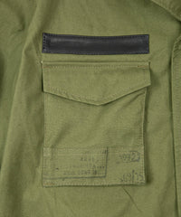 Load image into Gallery viewer, Japan Steer hide&French Military Dead Stock Poncho Combination Blouson - BLACK × KHAKI