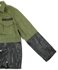 Load image into Gallery viewer, Japan Steer hide&French Military Dead Stock Poncho Combination Blouson - BLACK × KHAKI