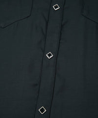 画像をギャラリービューアに読み込む, レーヨン ツイール & ポリエステルレオパードサテン ウエスタンシャツ - BLACK×LEOPARD