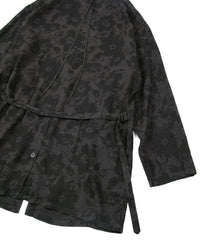 Load image into Gallery viewer, Flower Printed Cotton Linen Long Cardigan - GRAY×BLACK