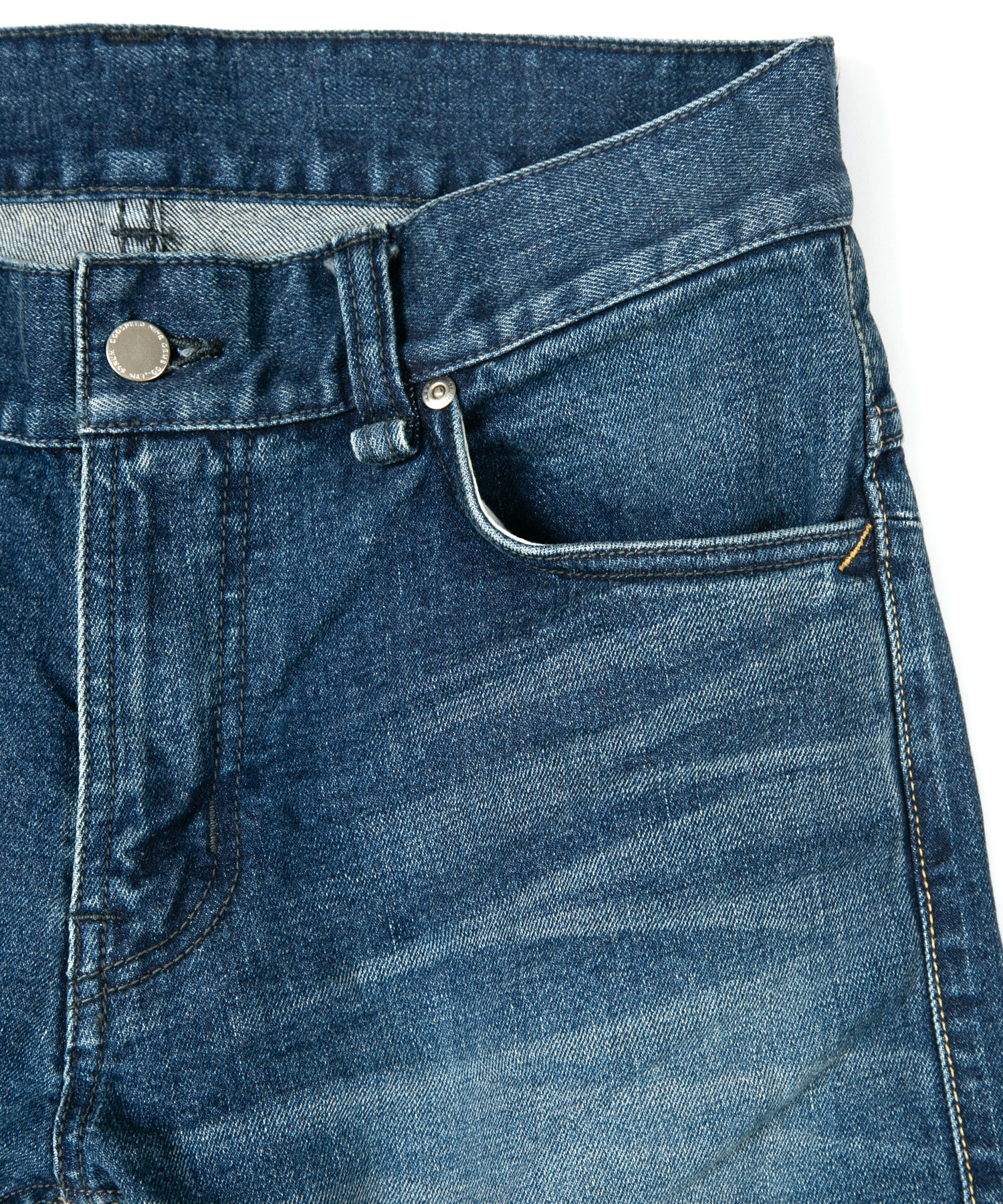 Load image into Gallery viewer, 12.5oz Organic Cotton Stretch Denim "TIGHT JOE" Tight Straight Jeans USED PROCESSING & LEATHER W KNEES , POCKET / INDIGO