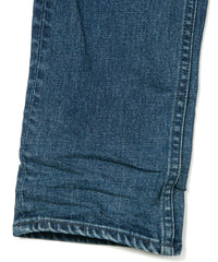 Load image into Gallery viewer, 12.5oz Organic Cotton Stretch Denim "TIGHT JOE" Tight Straight Jeans USED PROCESSING & LEATHER W KNEES , POCKET / INDIGO