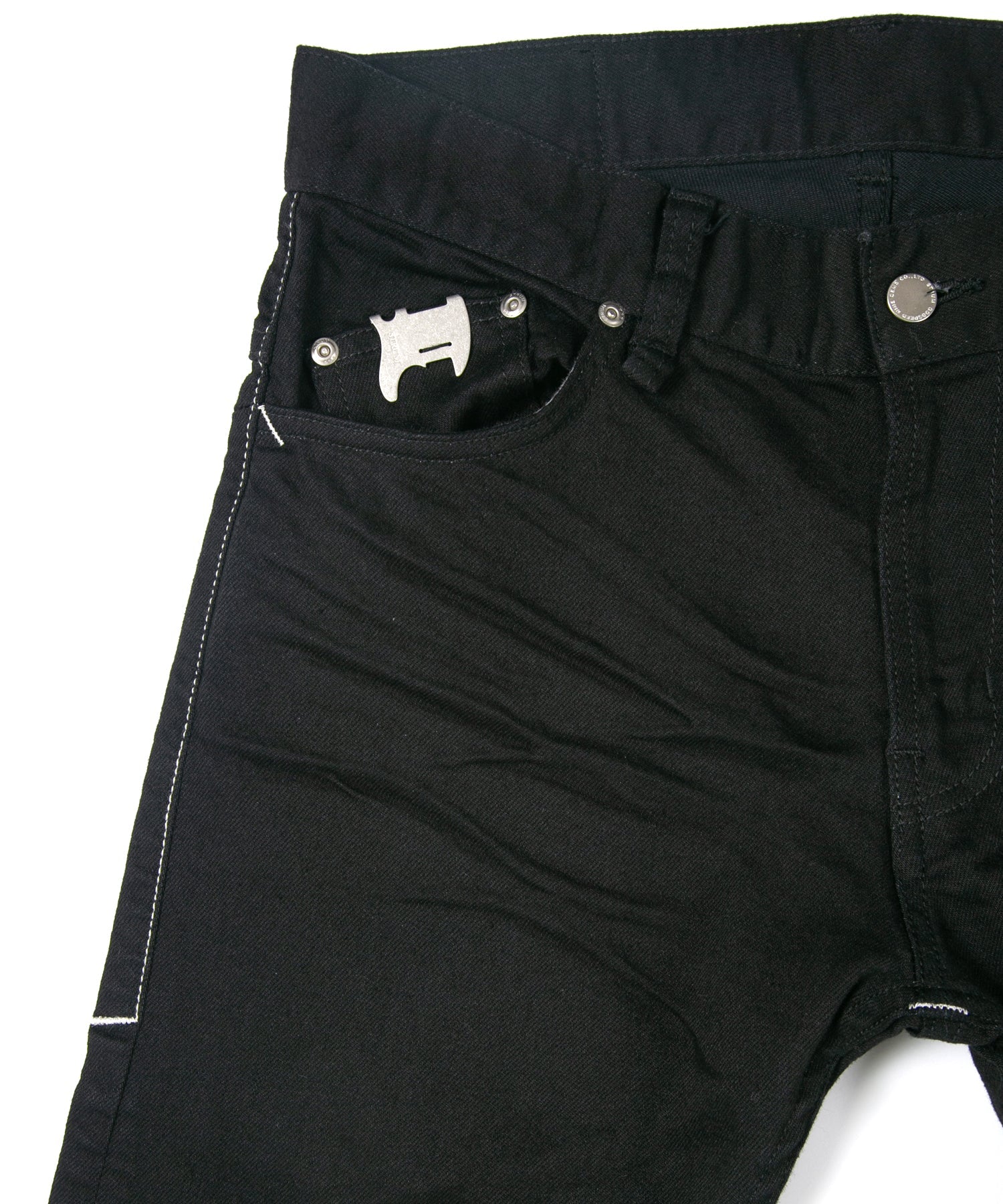 Load image into Gallery viewer, 11oz Organic Cotton Stretch Denim "TIGHT JOE" Tight Straight Jeans ONE WASH & LEATHER W KNEES , POCKET / BLACK