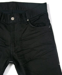Load image into Gallery viewer, 11oz Organic Cotton Stretch Denim "TIGHT JOE" Tight Straight Jeans ONE WASH & LEATHER W KNEES , POCKET / BLACK