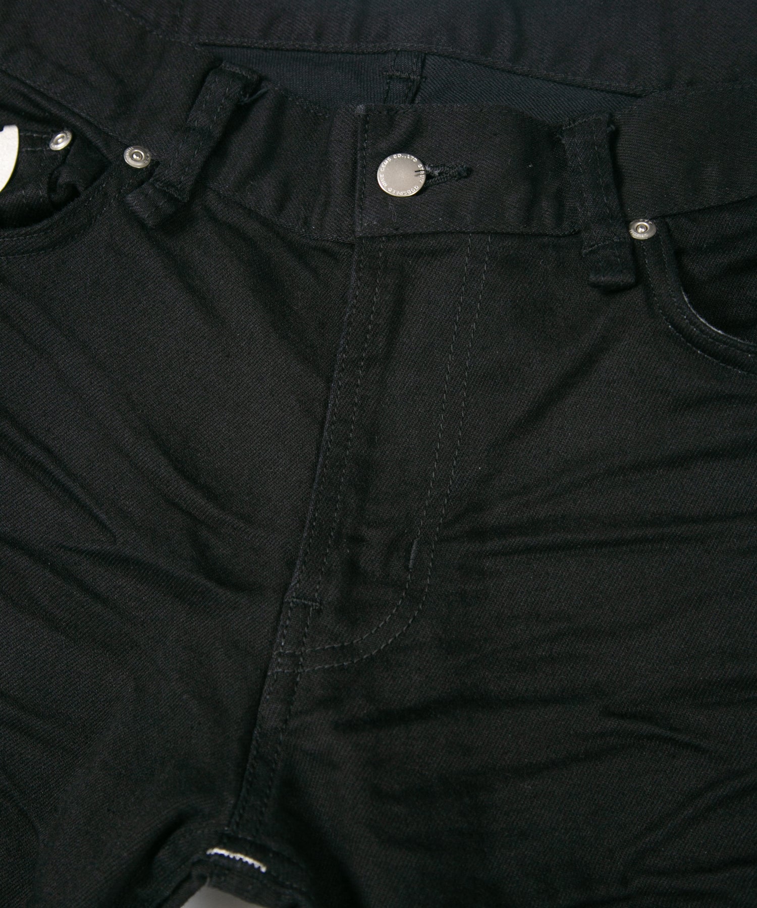 Load image into Gallery viewer, 11oz Organic Cotton Stretch Denim "TIGHT JOE" Tight Straight Jeans ONE WASH & LEATHER W KNEES , POCKET / BLACK