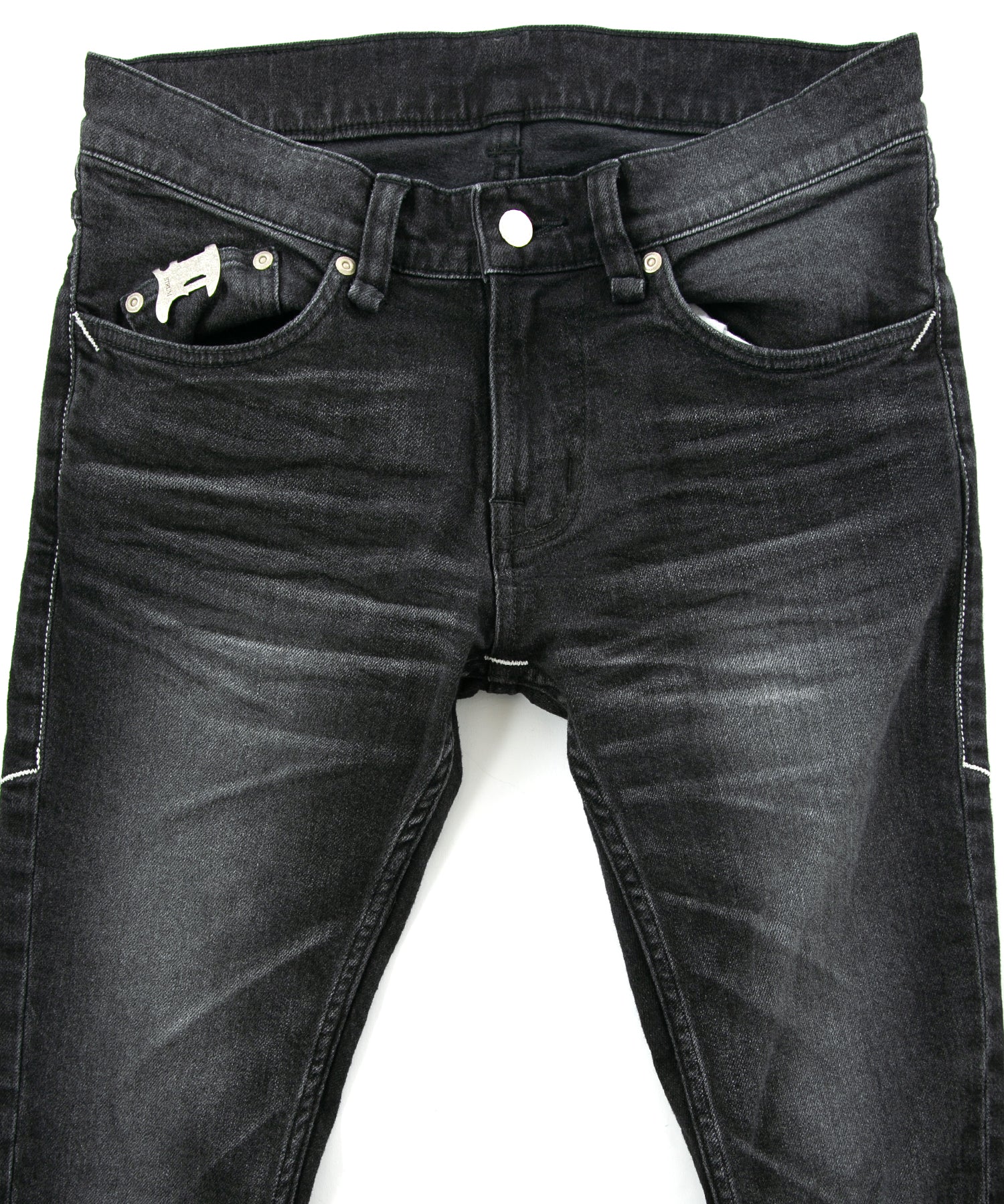 Load image into Gallery viewer, 11oz Organic Cotton Stretch Denim "SKINNY JOHN" Skinny Jeans USED PROCESSING / BLACK