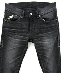 Load image into Gallery viewer, 11oz Organic Cotton Stretch Denim "SKINNY JOHN" Skinny Jeans USED PROCESSING / BLACK
