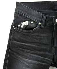 Load image into Gallery viewer, 11oz Organic Cotton Stretch Denim "SKINNY JOHN" Skinny Jeans USED PROCESSING / BLACK