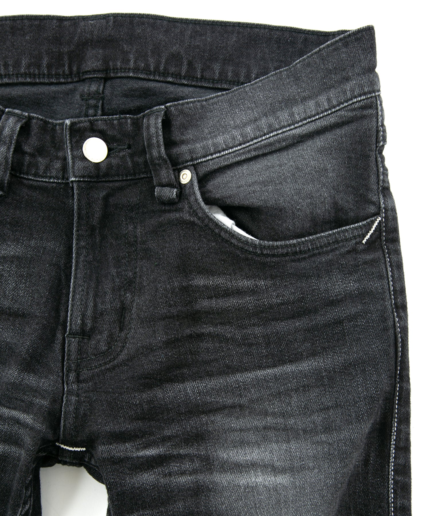 Load image into Gallery viewer, 11oz Organic Cotton Stretch Denim "SKINNY JOHN" Skinny Jeans USED PROCESSING / BLACK