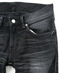 Load image into Gallery viewer, 11oz Organic Cotton Stretch Denim "SKINNY JOHN" Skinny Jeans USED PROCESSING / BLACK