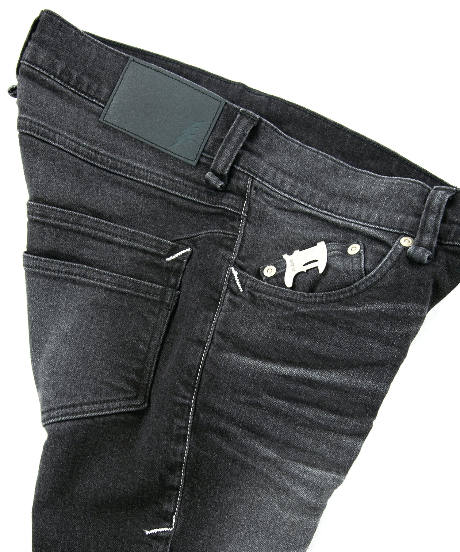 Load image into Gallery viewer, 11oz Organic Cotton Stretch Denim "SKINNY JOHN" Skinny Jeans USED PROCESSING / BLACK