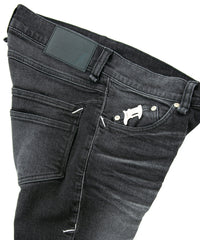 Load image into Gallery viewer, 11oz Organic Cotton Stretch Denim "SKINNY JOHN" Skinny Jeans USED PROCESSING / BLACK