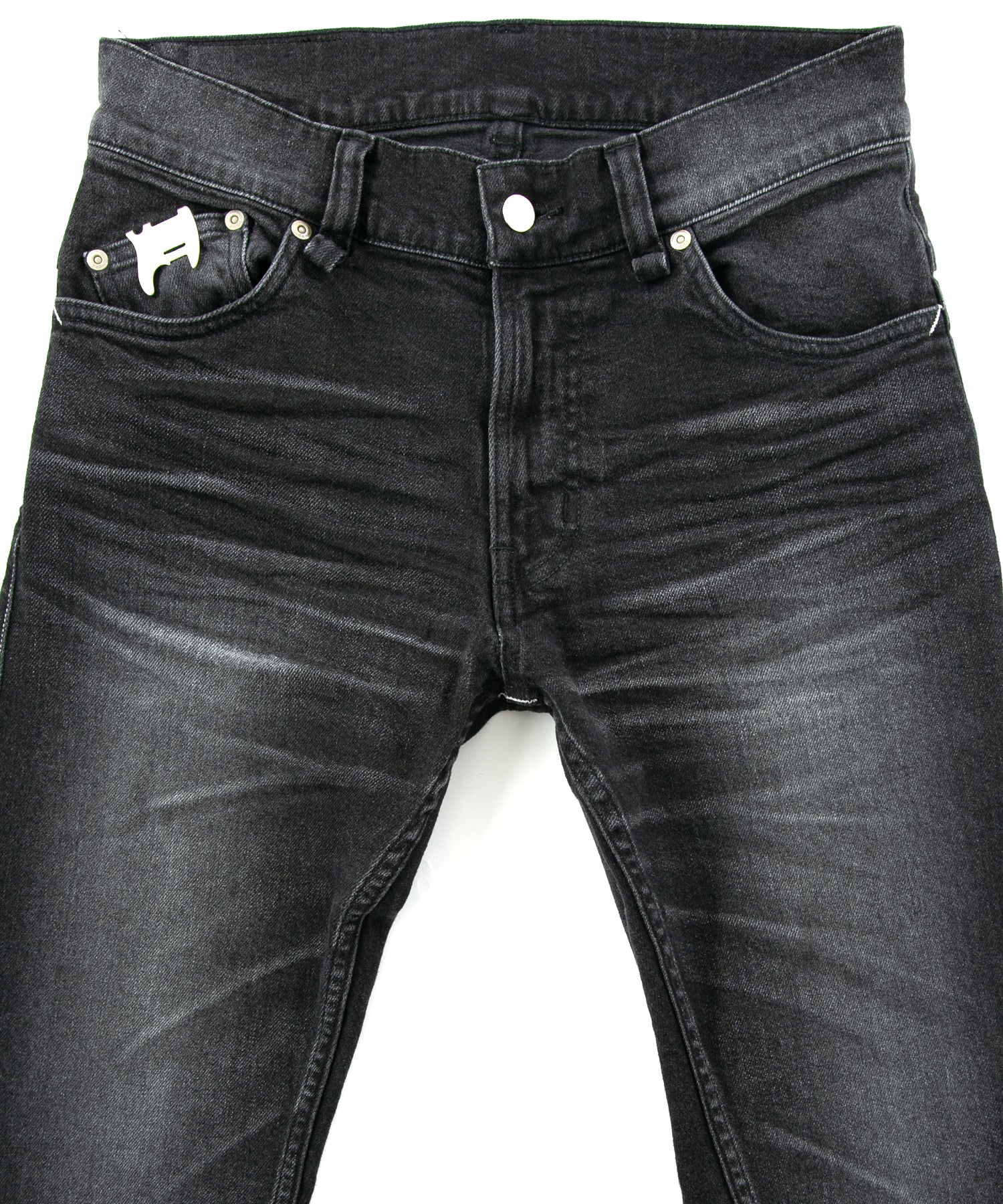 Load image into Gallery viewer, 11oz Organic Cotton Stretch Denim "TIGHT JOE" Tight Straight Jeans USED PROCESSING / BLACK