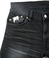 Load image into Gallery viewer, 11oz Organic Cotton Stretch Denim "TIGHT JOE" Tight Straight Jeans USED PROCESSING / BLACK
