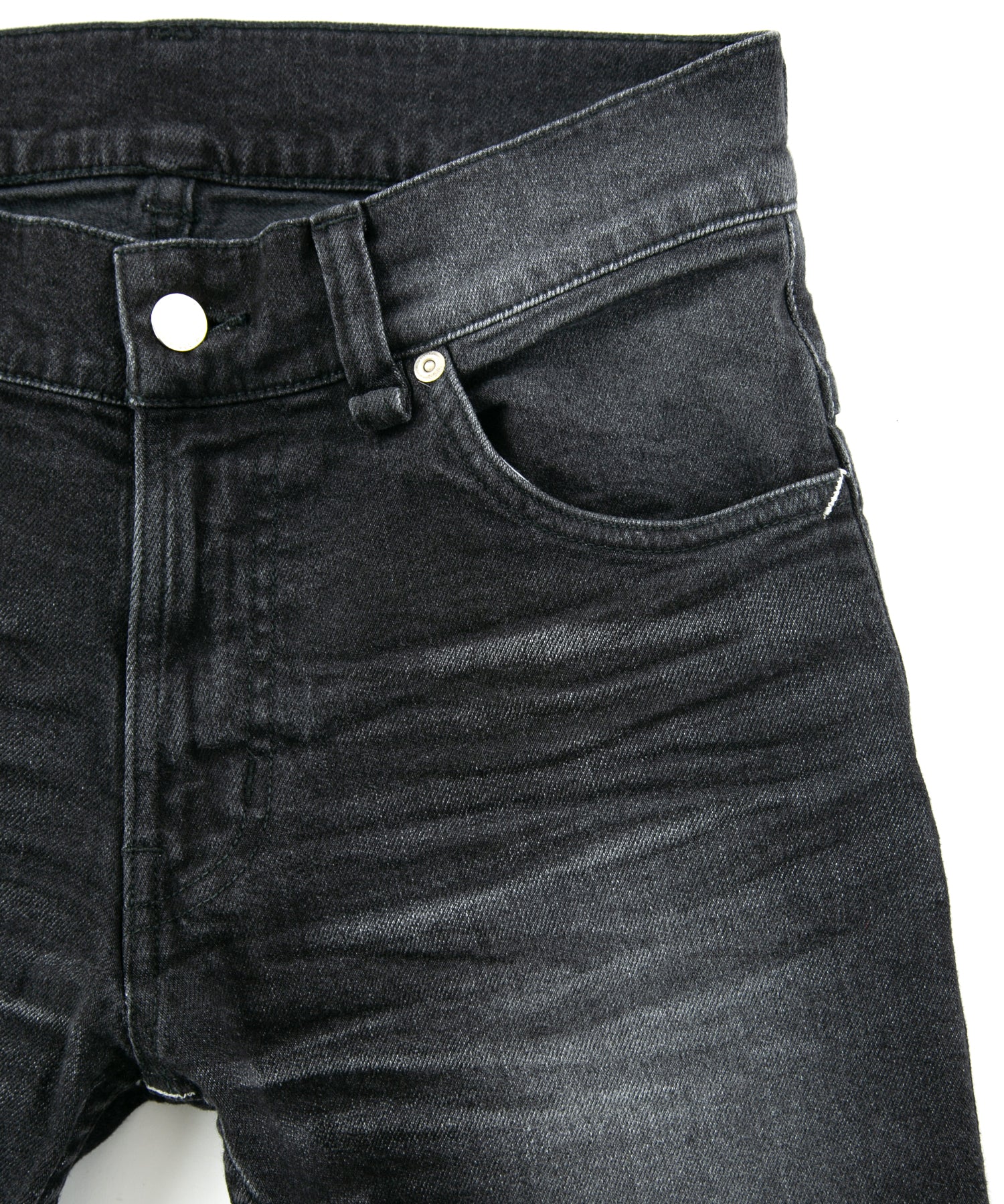 Load image into Gallery viewer, 11oz Organic Cotton Stretch Denim "TIGHT JOE" Tight Straight Jeans USED PROCESSING / BLACK