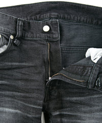 Load image into Gallery viewer, 11oz Organic Cotton Stretch Denim "TIGHT JOE" Tight Straight Jeans USED PROCESSING / BLACK