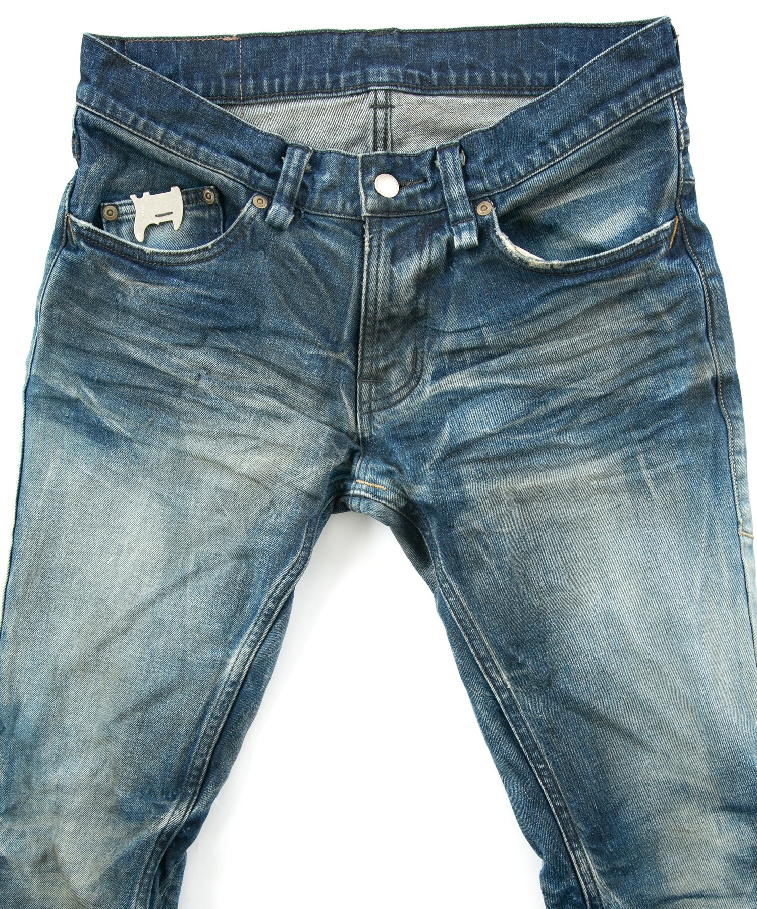 Load image into Gallery viewer, 12.5oz Organic Cotton Stretch Denim Skinny Jeans HARD USED PROCESSING - INDIGO