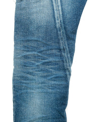 画像をギャラリービューアに読み込む, 12.5oz オーガニックコットン ストレッチデニム TIGHT JOE タイトストレート クラッシュ + リペア - INDIGO