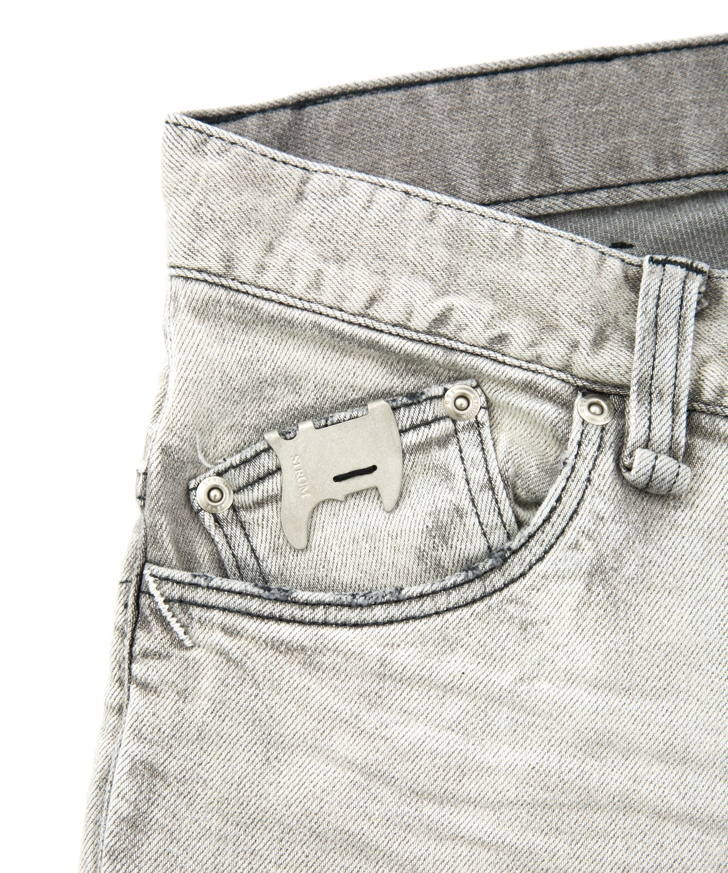 Load image into Gallery viewer, 11oz Organic Cotton Stretch Denim Tight Straight Jeans Crash + Repair / WHITE