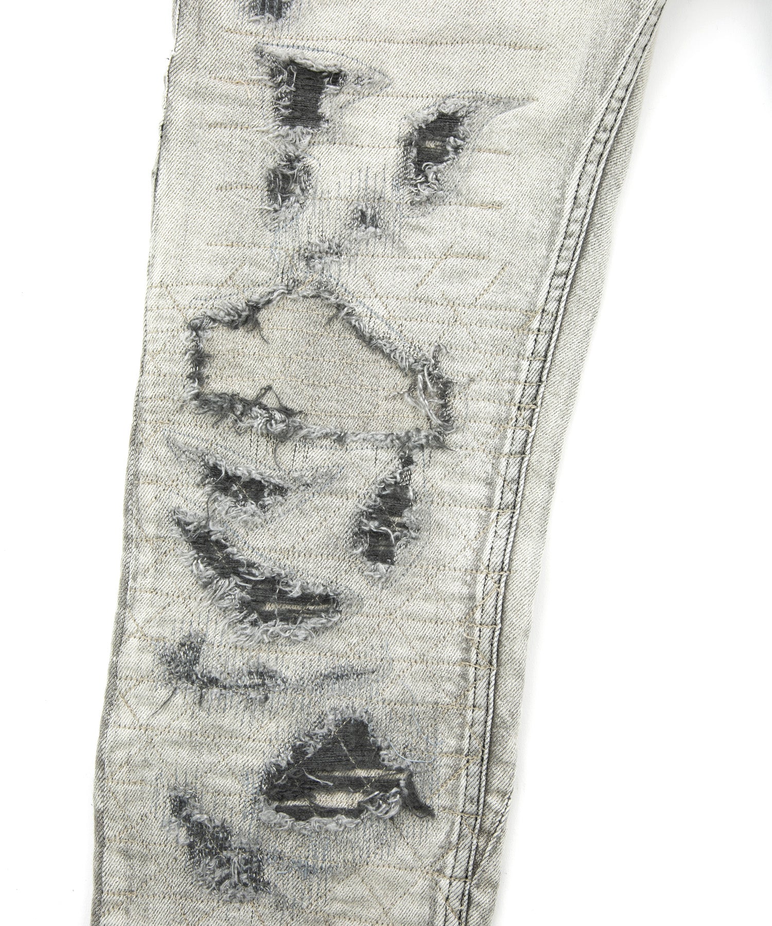 Load image into Gallery viewer, 11oz Organic Cotton Stretch Denim Tight Straight Jeans Crash + Repair / WHITE