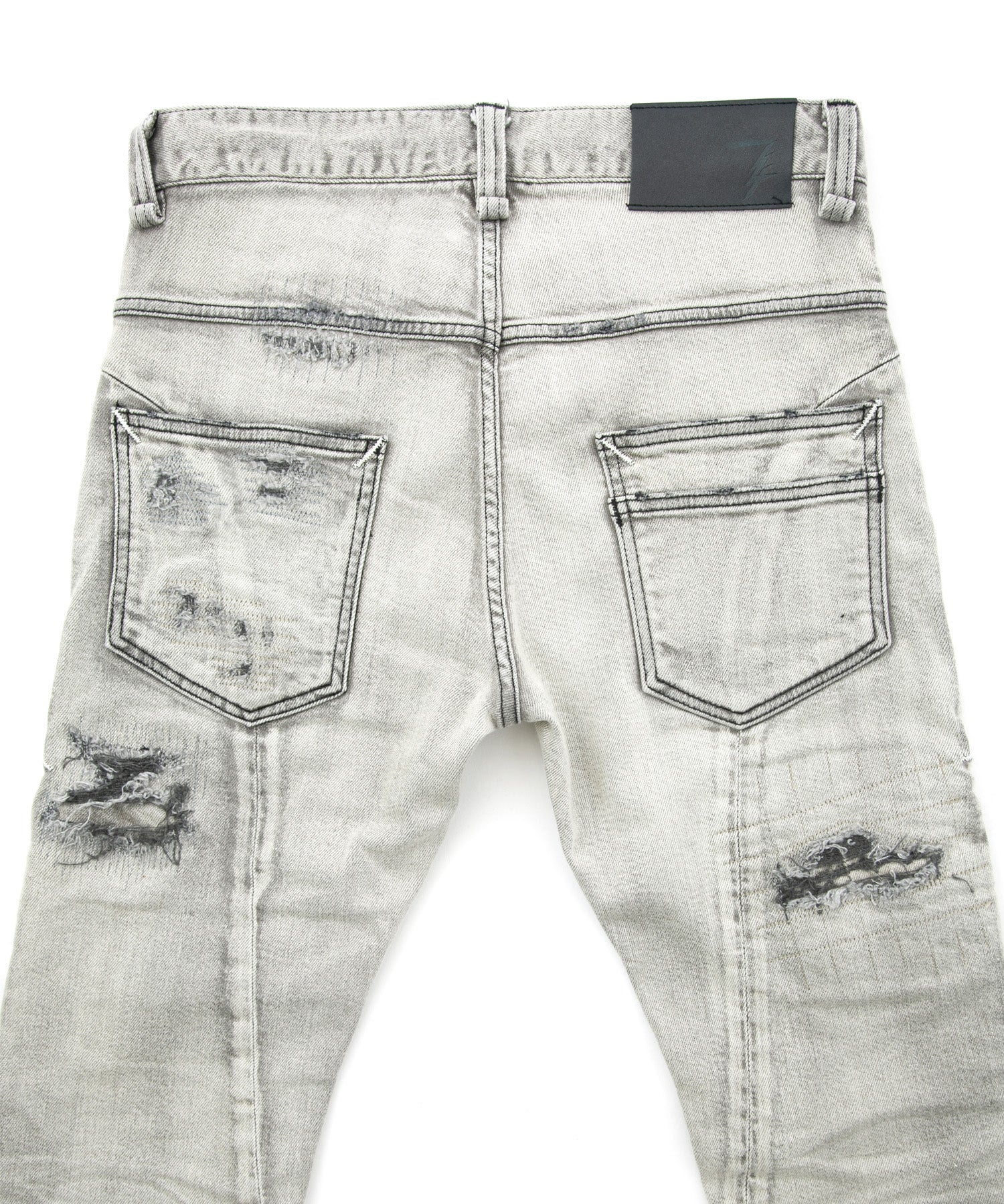 Load image into Gallery viewer, 11oz Organic Cotton Stretch Denim Tight Straight Jeans Crash + Repair / WHITE